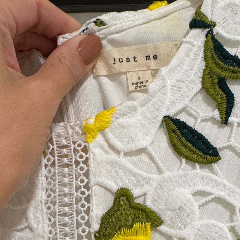 Just Me Floral Lace Midi Dress - White and Yellow Size S - Picture 4 of 5